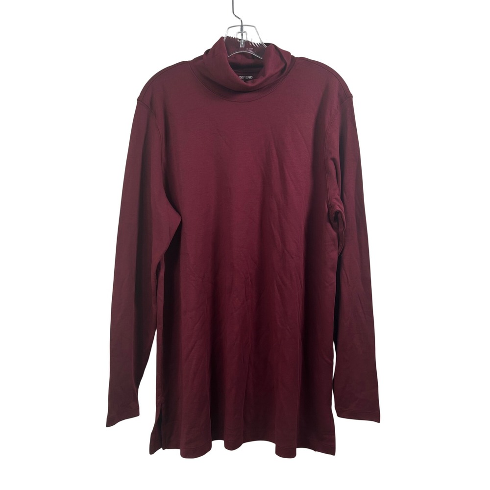 Lands End Burgundy Supima Cotton Turtleneck Long Sleeve Top XL 18 Burgundy